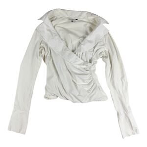 CAbi White Wrap Long Sleeve Top Size L